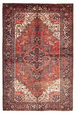 Vintage Geometric Area Rug 6'6" x 9'8" Traditional Hand-Knotted Wool Carpet - Image 1 of 4