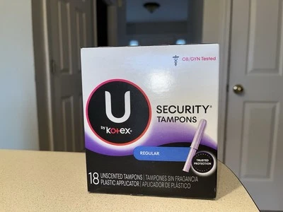 U by Kotex Security Tampons Regular Unscented 18 Count New Sealed Box - Image 1 of 2
