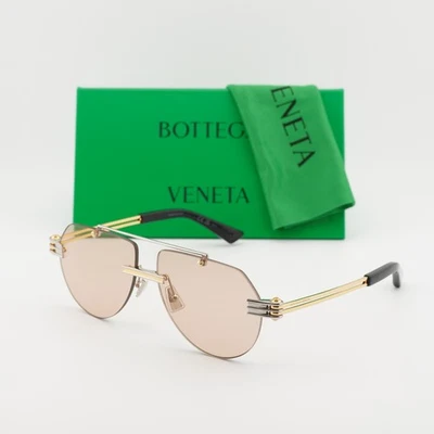 Gafas de sol Bottega Veneta BV1342S 002 plateadas/doradas/marrones 59-13-145 nuevas auténticas Foto 1 de 4