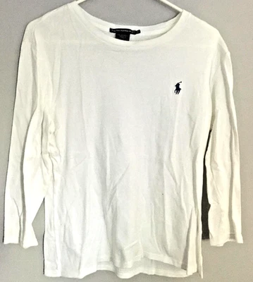Camisa deportiva Ralph Lauren para mujer XL blanca manga larga cuello redondo logotipo de pony algodón Foto 1 de 4