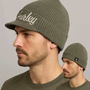 HURLEY Reversible Tejido Ala Gorro Verde Gris Visera Gorra Sombrero Logo Unisex - Imagen 1 de 8