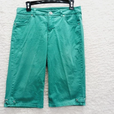 Pantalones Cortos Bermudas Talla 4 Verde Azulado Brady Capri Boho Informales Coastal Grandma Resort Foto 1 de 4