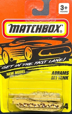 1995 Matchbox #54 Abrams M1 Tank Tan Get In The Fastlane Mainline NO CARTÃO - Imagem 1 de 2