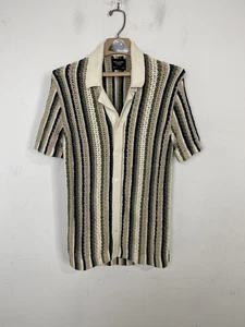 Pull homme Abercrombie & Fitch petites rayures rétro preppy boutonné polo tricot - Photo 1/7