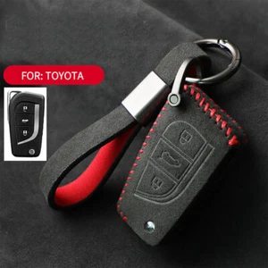 Full Suede Covered Key Fob Remote Protector Holder Cover Case For Toyota B - Picture 1 of 9