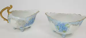 Antique Crown Vienna Austria Hand Painted & Gilded Floral Creamer & Sugar Bowl - Picture 1 of 6