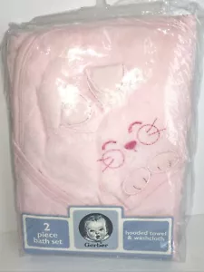 Set bagno asciugamani e salviette Gerber cotone rosa con cappuccio design coniglietto - Foto 1 di 5