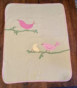 Pottery Barn Kids Pink Bird Quilted Baby Blanket - Picture 1 of 5