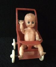 Vintage Plastic Stroller With jointed Baby Dollhouse Miniatures