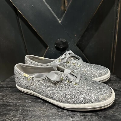 kate spade x Keds Glitter Sneakers Shoes in Silver Women’s Size 8 NIB - Image 1 of 4