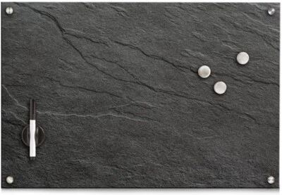 Zeller 11689 Memobord Schiefer, Glas, Anthrazit 60 x 40 cm