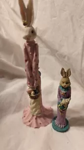 2 Resin Pencil Bunny Figurines - Picture 1 of 5