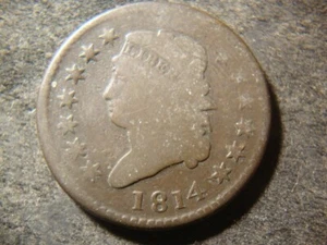 1814 Bold Date Smooth Flan Classic head Large Cent IAX - Picture 1 of 2