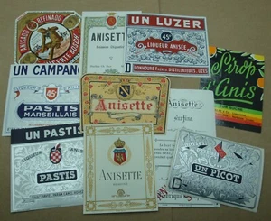 LOT P10 /10 ETIQUETTES  ANIS PASTIS  ANISE APERITIF OLD LABELS ANCIENNE   ALCOOL - Picture 1 of 1