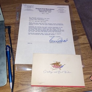 BARRY GOLDWATER Congress, Signed Letter May 7, 1970 To Mr & Mrs Van Anda + Card