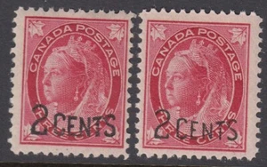 Canada # 87 VARIETY 1899 Provisional Issue Thick & Thin surcharge pair NH. - Picture 1 of 2