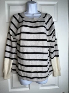 Suéter tejido Duffy para mujer pequeño negro gris a rayas 100 % cachemir cuello redondo S - Imagen 1 de 22