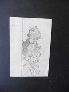 SUISSE SCHOOL 19thC - FEMALE FIGURE STUDY - PENCIL DRAWING SIGNED PIGUET - Picture 1 of 11
