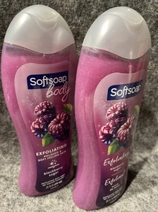 2 Softsoap Blackberry Sugar Exfoliating Body Wash Scrub 20 Oz Ea New - Picture 1 of 4