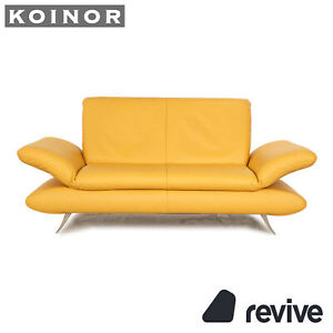 Koinor Rossini Leather Two Seater Yellow Manual Function Sofa Couch