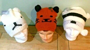 Beanie Hat Animal Tiger Teddy Bear Racoon One Size Party Gift Unisex - Picture 1 of 12