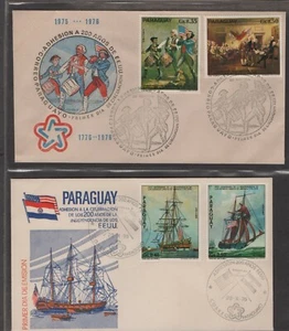 PARAGUAY 1975 2 FIRST DAY COVERS SHIPS HISTORICAL FIGURES AMERICAN BICENTENNIAL - Picture 1 of 1