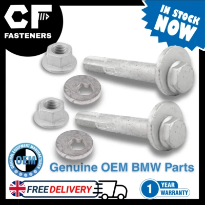 2pc GENUINE BMW LOWER Rear camber Adjuster Bolts Kit Washer Nut E82 E87 E90 E92 - Image 1 of 4