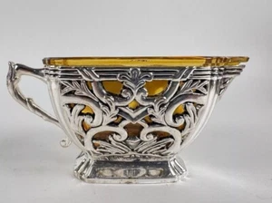 Vintage Neiman Marcus Godinger Silver Plate Saucer with Amber Glass Insert NEW - Picture 1 of 7