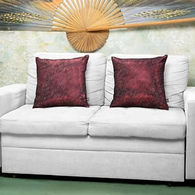 Decore Your Home with Lambskin Soft Leather Stylish Pillow Cover Twilight Red - Image 1 of 4