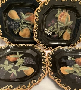 Set /4 zertifizierte internationale Teller Pompeji schwarz Raymond Waites 8-5/8" Obst - Bild 1 von 7