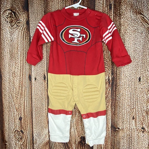 Team Apparel San Francisco 49ers Baby One Piece Uniform Pajamas Sleeper 12 Month Cover