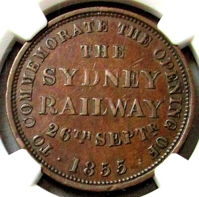 1855 AUSTRALIA 1 PENNY HANKS & LLOYD MERCHANT TOKEN NGC XF 45 BN KM# TN84 - Image 1 of 4