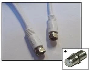 0,5m Sat-Kabel mit 2x F Steckern - DIGITAL coax. - weiss +++ F-Adapter - Picture 1 of 1