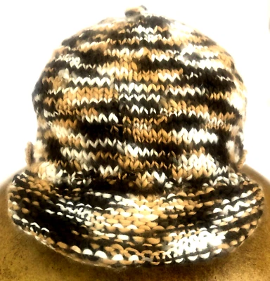 RARO SOMBRERO DE PUNTO OAKLEY Beige Tostado y Marrón Acrílico Tejido Gorra Gorro Bill Talla Única Foto 1 de 4