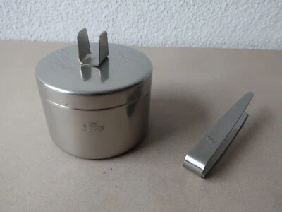 Palast der Republik Edelstahl Zuckerdose + Zuckerzange PdR DDR Sammlerstück - Bild 1 von 4