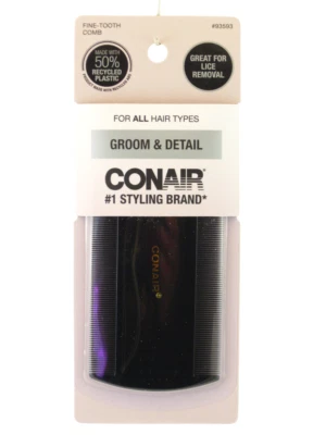 CONAIR 3-1/4" BLACK FINE TOOTH COMB FOR ALL HAIR TYPES - 1 CT. (93593) - Image 1 of 4