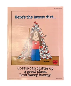 VTG CATHY Comic Strip "Gossip Can Clutter" Office Motivational Poster- Guisewite - Picture 1 of 4