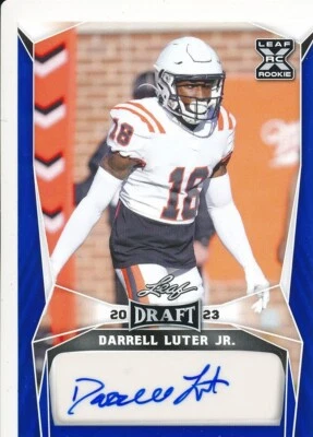 DARRELL LUTER JR 2023 Leaf Draft Football BLUE AUTO RC 49ers - Image 1 of 2