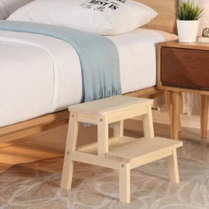 Non-Slip 2 Step Stool Wood Easy To Assemble Small Step Ladder Home Decoration - Picture 1 of 12