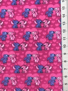 Disneys Stitch And Angel Kiss Custom Fabric Fat Quarter 18x28” Cotton Spandex - Picture 1 of 1
