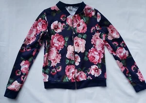 Boho Girlz Lightweight Girls Floral Zippered Stretchy Bomber Jacket Size 14/16 - Picture 1 of 3