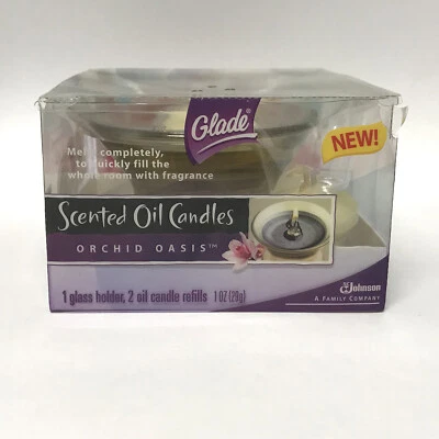 Velas de aceite perfumadas Glade, Orchid Oasis, 1 soporte de vidrio + 2 recambios | Retirado Foto 1 de 4