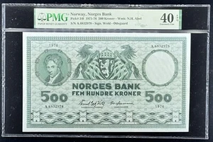 Norway 500 Kroner 1976 Pick# 34f PMG: 40 EPQ Extremely Fine. #PL2820 - Picture 1 of 2