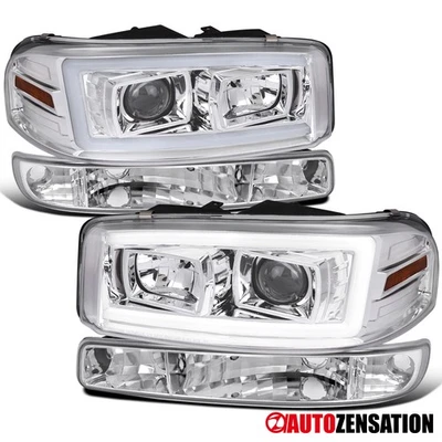 Fit 1999-2006 GMC Sierra 1500 Yukon XL LED Bar Projector Headlights+Bumper Lamps Foto 1 de 4