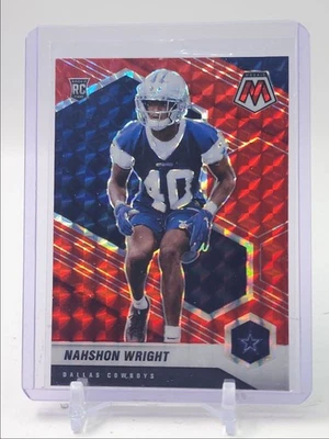 NAHSHON WRIGHT 2021 MOSAIC ROOKIE FOOTBALL RED PRIZM COWBOYS RC Q5818 - Image 1 of 2
