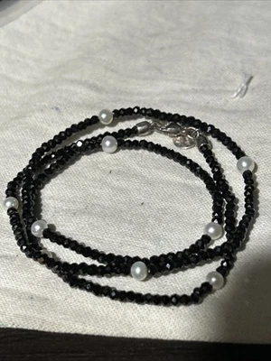 "Collar Tiffany Co de plata esterlina Ziegfeld negro espinela perlas de agua dulce 32""" Foto 1 de 4