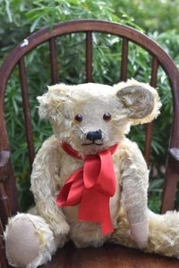 Oso de peluche mohair grande vintage años 30 50 cm, totalmente articulado, ojos de vidrio, Kapok - Imagen 1 de 24