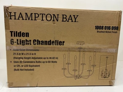 Hampton Bay Tilden 6-Light Brushed Nickel Chandelier New - Image 1 of 2