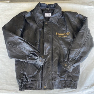 Chaqueta de Colección Harrah’s Las Vegas Para Hombre Mediana de Cuero con Cremallera Patchwork Philippe Foto 1 de 4