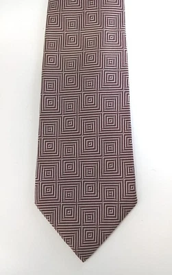 Corbata Ralph Lauren Etiqueta Púrpura Seda Geométrica Borgoña Beige Hecha en Inglaterra 3.75" Foto 1 de 4